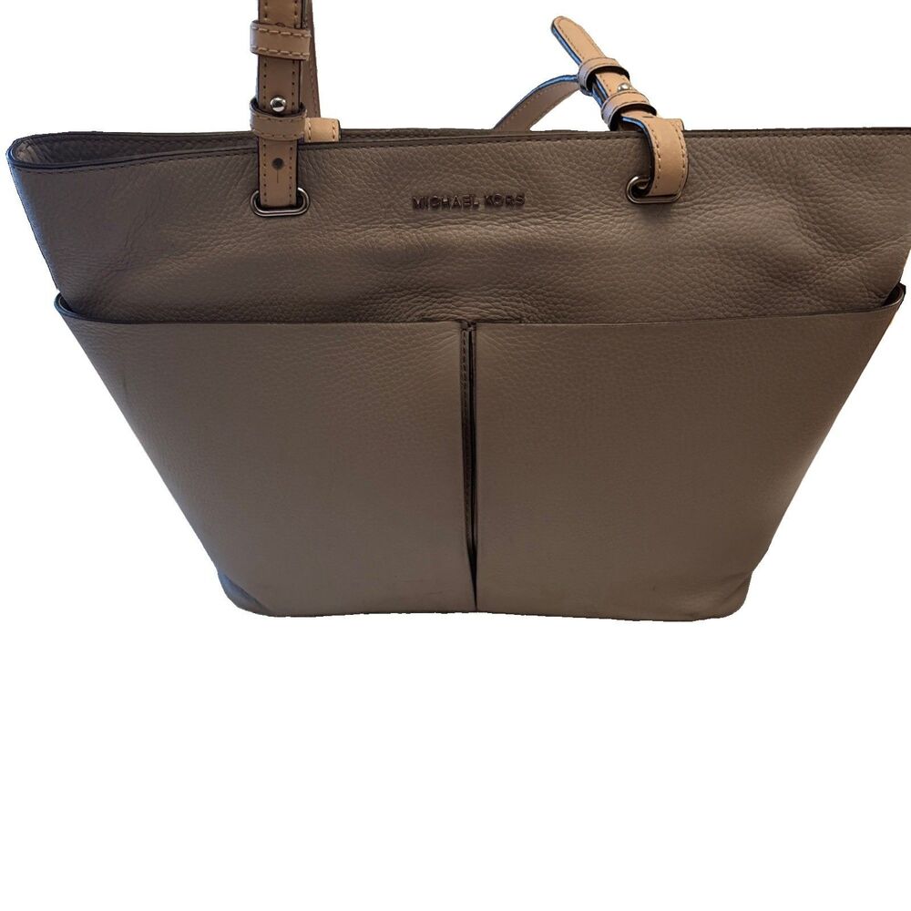 Michael Kors Large Gray Pebbled Tote Bag Double Handles Strap